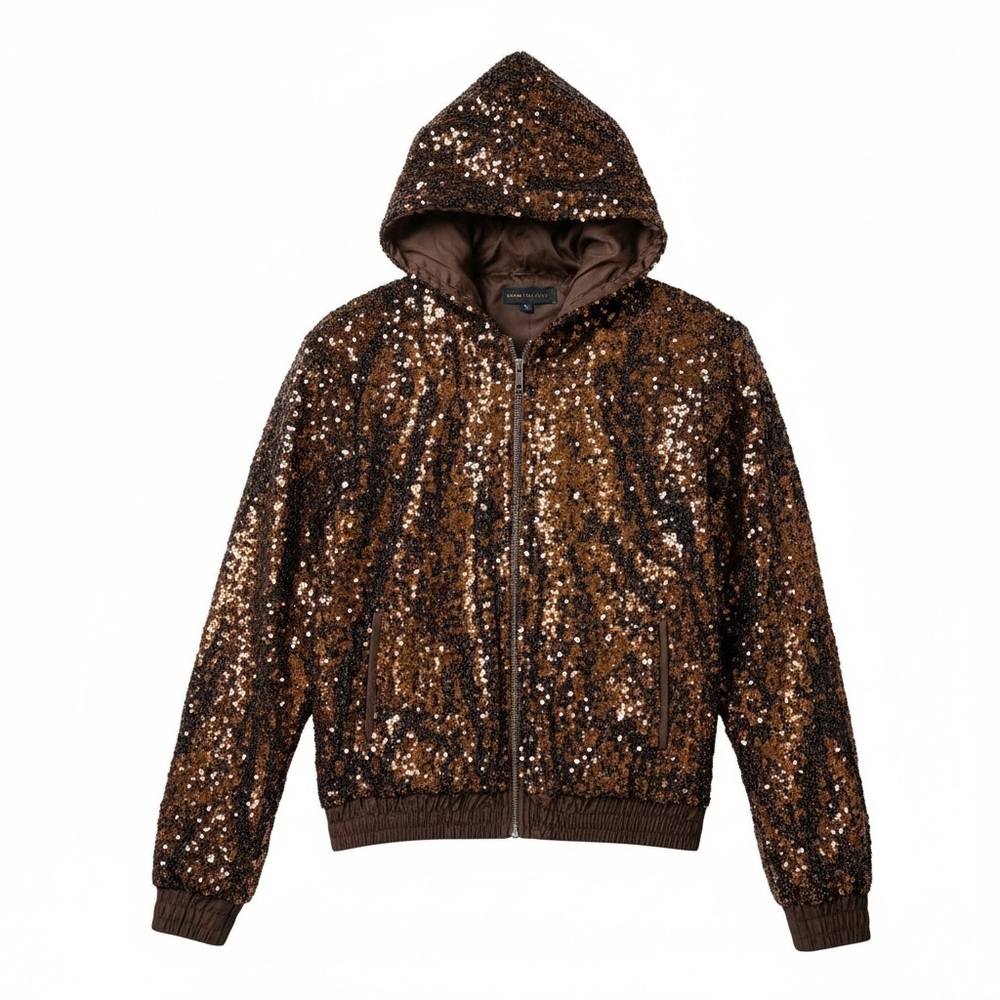 Sequin Brown Hoodie - Picture 2 of 3
